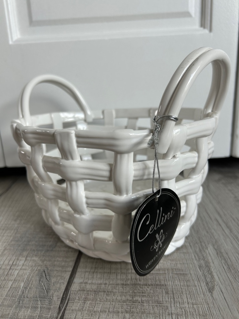 Cellini Ceramic Woven Accent Basket with Handles